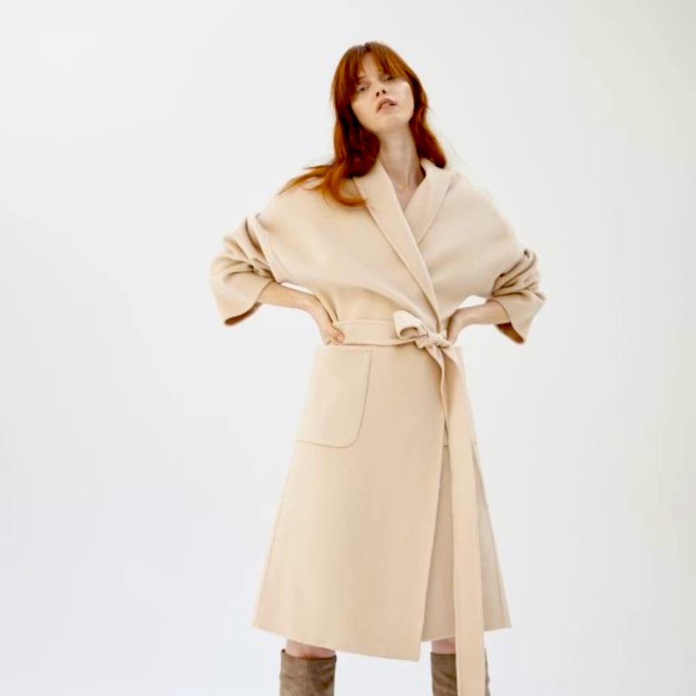 Maxmara like robe coat QUAINT ICONIC Dion Wool-Cashmere Robe Coat - Nude